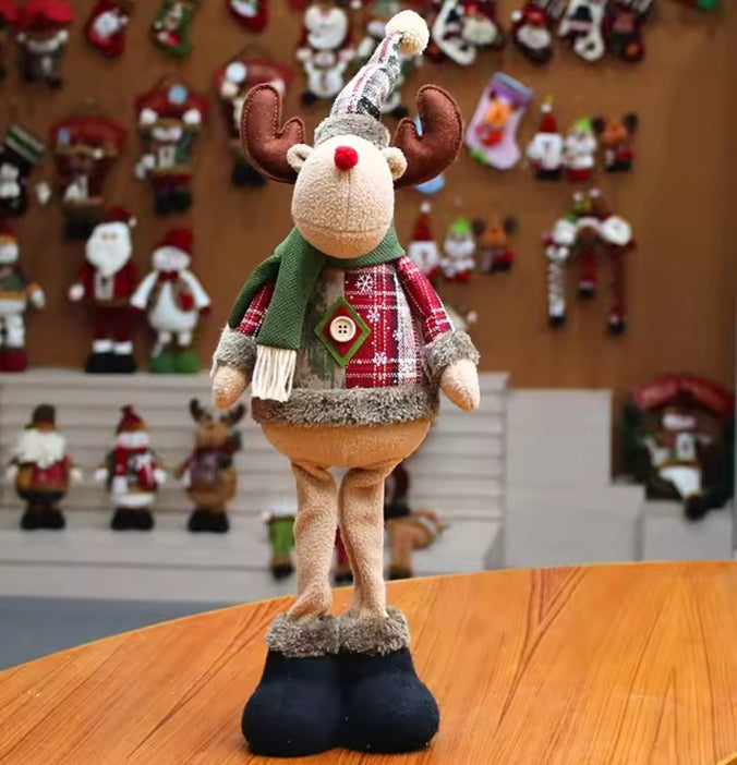 Standing Christmas Plush Dolls – Santa, Snowman & Reindeer Holiday Decoration Figures