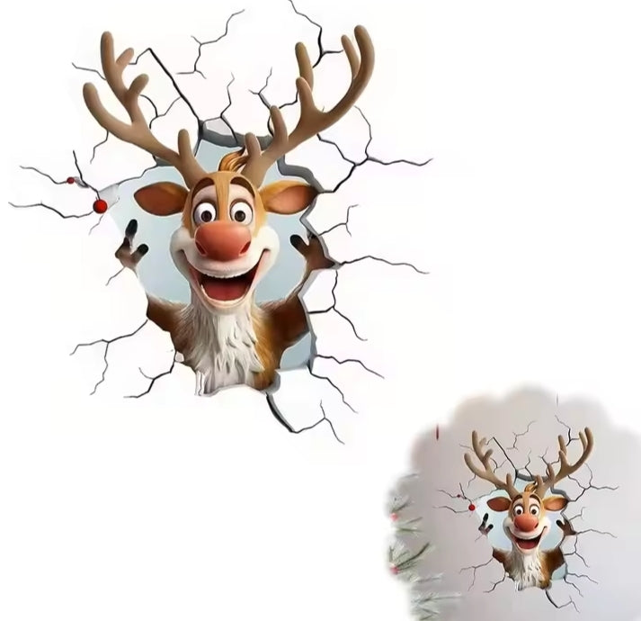 3D Santa Claus Wall Break Sticker – Christmas Removable Wall Decoration