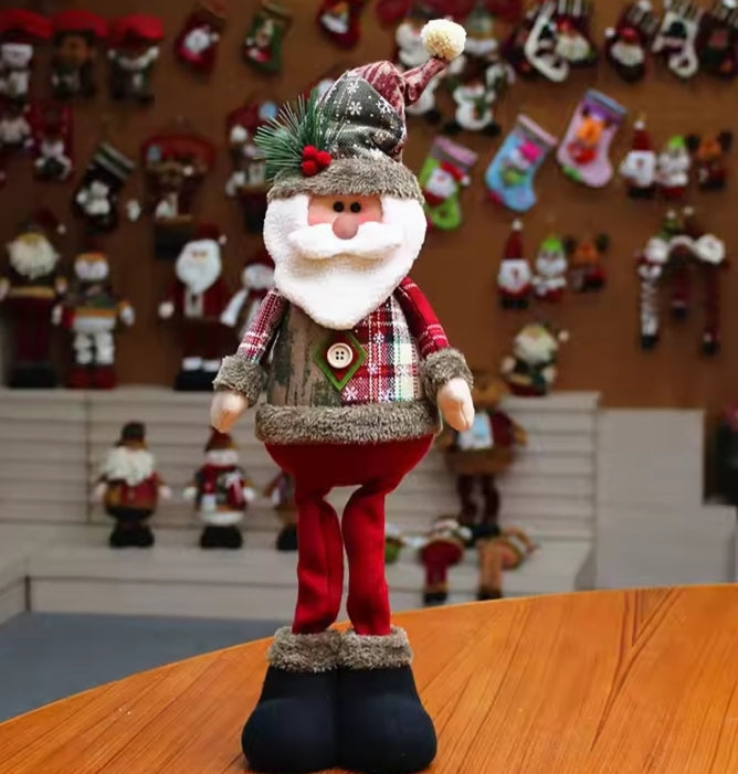 Standing Christmas Plush Dolls – Santa, Snowman & Reindeer Holiday Decoration Figures