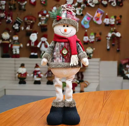 Standing Christmas Plush Dolls – Santa, Snowman & Reindeer Holiday Decoration Figures